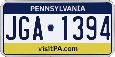 PA license plate JGA1394