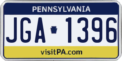 PA license plate JGA1396