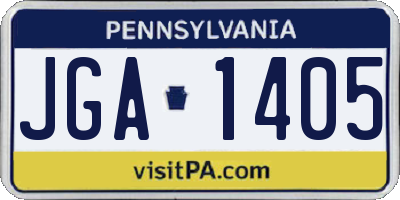 PA license plate JGA1405