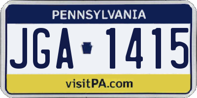 PA license plate JGA1415