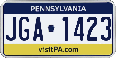 PA license plate JGA1423