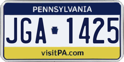 PA license plate JGA1425
