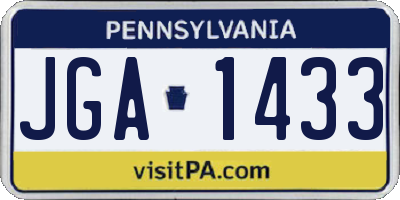 PA license plate JGA1433