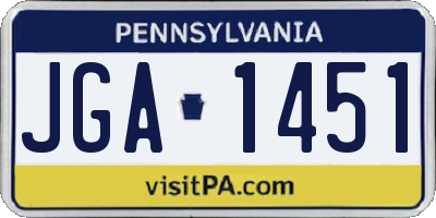 PA license plate JGA1451