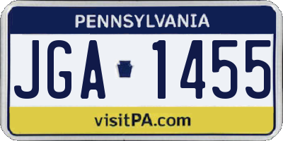 PA license plate JGA1455