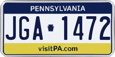 PA license plate JGA1472