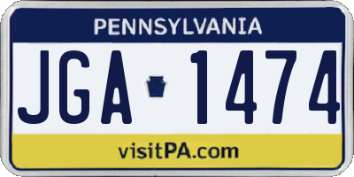 PA license plate JGA1474