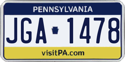 PA license plate JGA1478