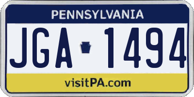 PA license plate JGA1494