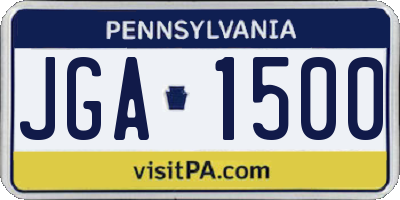 PA license plate JGA1500