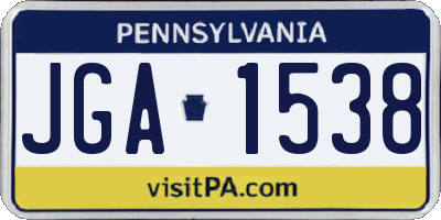 PA license plate JGA1538