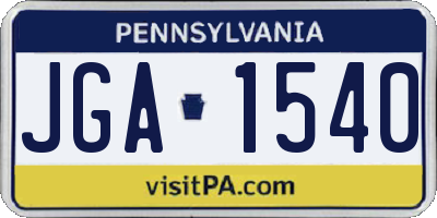 PA license plate JGA1540