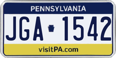 PA license plate JGA1542