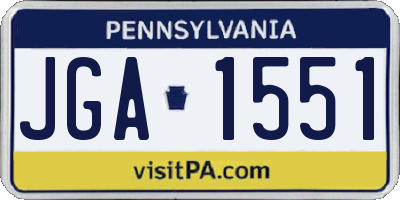 PA license plate JGA1551