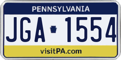 PA license plate JGA1554