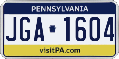 PA license plate JGA1604