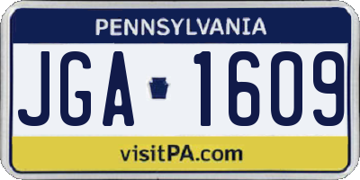 PA license plate JGA1609