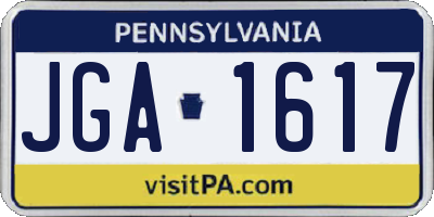 PA license plate JGA1617