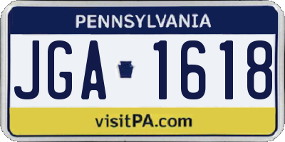 PA license plate JGA1618