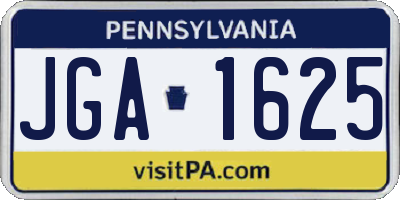 PA license plate JGA1625