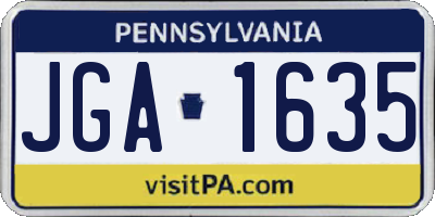 PA license plate JGA1635