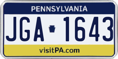 PA license plate JGA1643