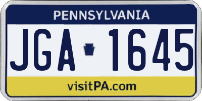 PA license plate JGA1645