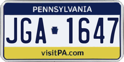 PA license plate JGA1647