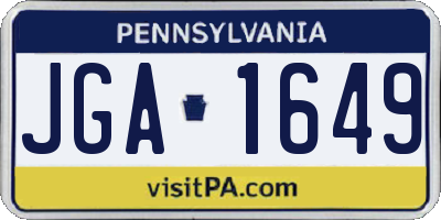 PA license plate JGA1649