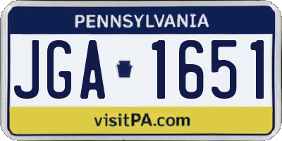 PA license plate JGA1651