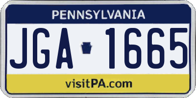 PA license plate JGA1665
