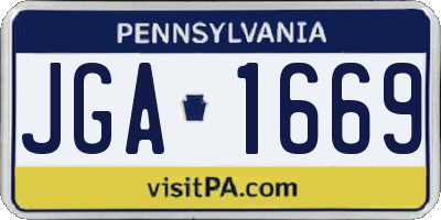 PA license plate JGA1669