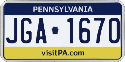 PA license plate JGA1670