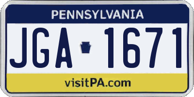 PA license plate JGA1671