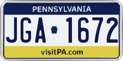 PA license plate JGA1672