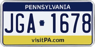 PA license plate JGA1678