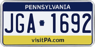 PA license plate JGA1692