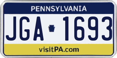 PA license plate JGA1693