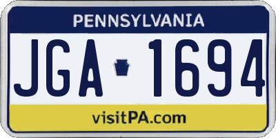 PA license plate JGA1694
