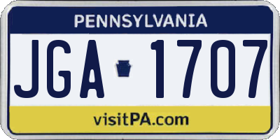 PA license plate JGA1707
