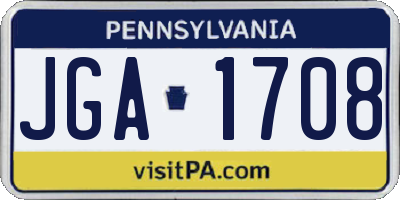 PA license plate JGA1708