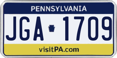PA license plate JGA1709