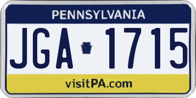 PA license plate JGA1715