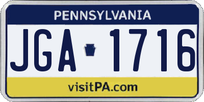 PA license plate JGA1716