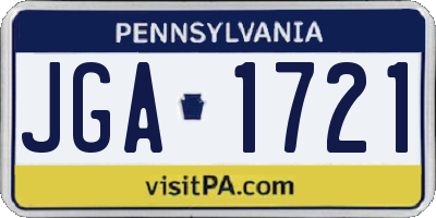 PA license plate JGA1721