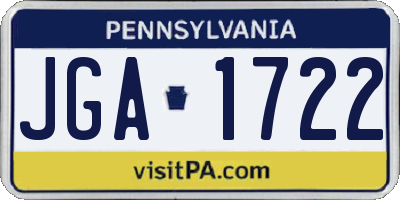 PA license plate JGA1722