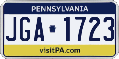 PA license plate JGA1723