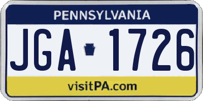 PA license plate JGA1726