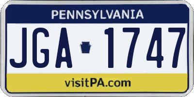 PA license plate JGA1747