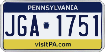 PA license plate JGA1751